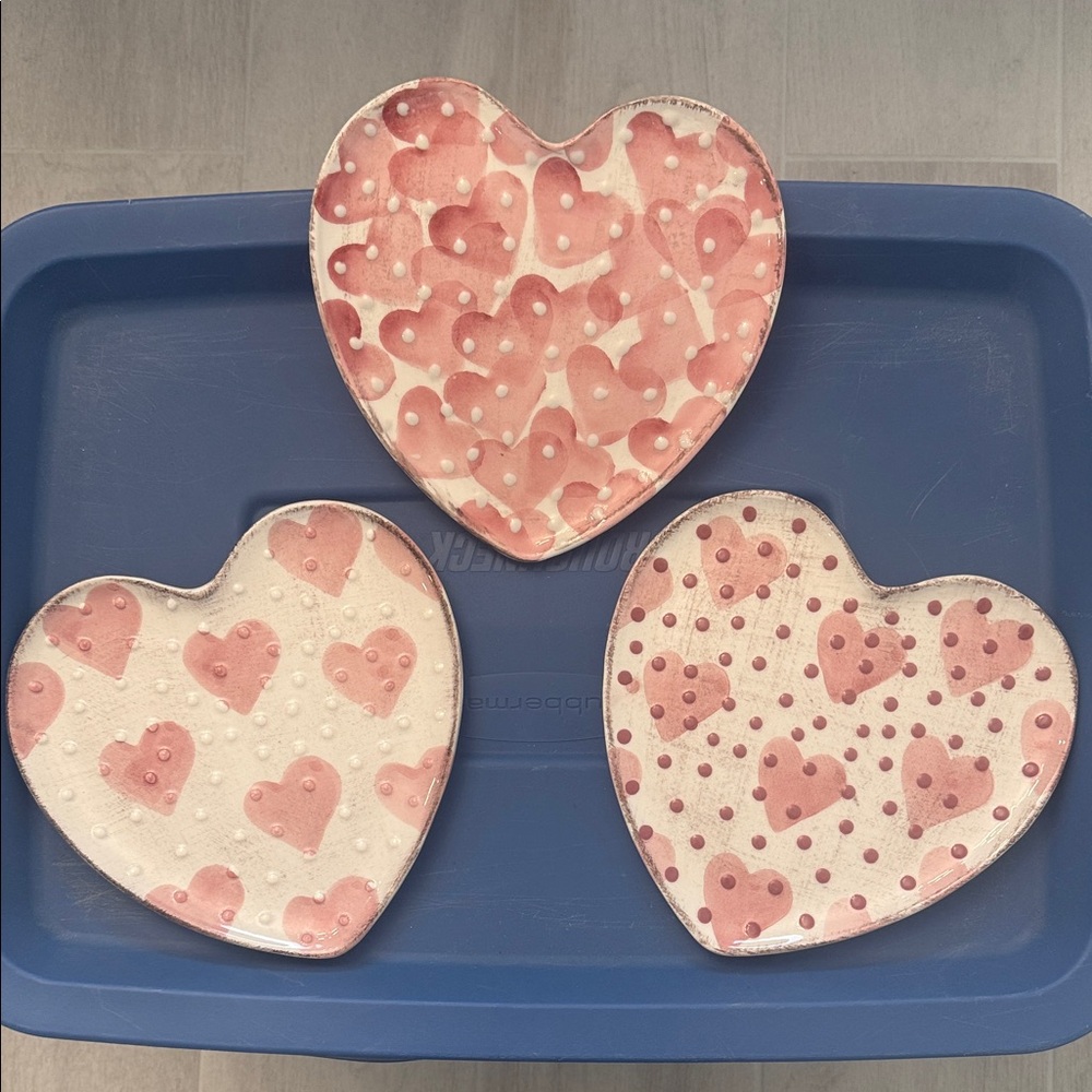 Heart-Shaped Pink and Cream Plates